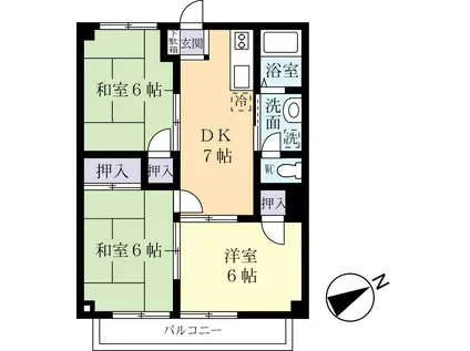 ニューシティー内田(3DK/2階)の間取り写真