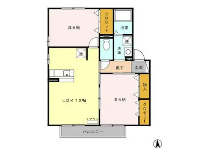 ドゥージェーム ラ・ポール(2LDK/2階)の間取り写真