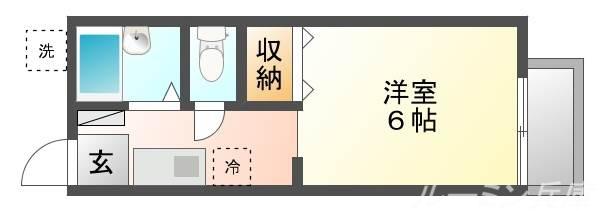 サンライフ・アイE棟(1K/2階)の間取り写真