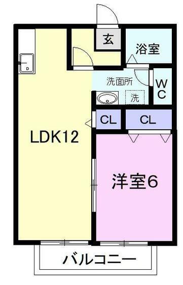 オリーブハウス(1LDK/1階)の間取り写真