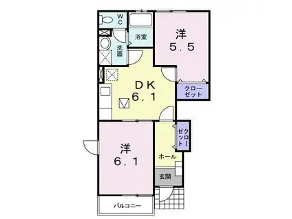 ガーデン・スクエア B(2DK/1階)の間取り写真