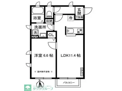 グランシャリオ(1LDK/1階)の間取り写真