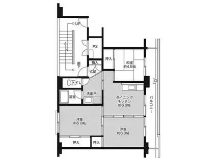 ビレッジハウス小国1号棟(3DK/5階)の間取り写真