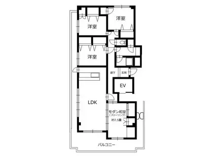 蒔田フラワーマンション(4LDK/4階)の間取り写真