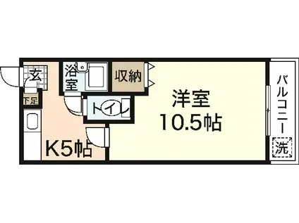 第一タウン皆賀(1K/3階)の間取り写真