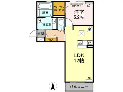 アヴァンスII(1LDK/1階)の間取り写真