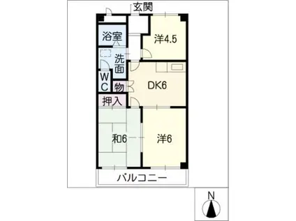 ファミール21(3DK/1階)の間取り写真