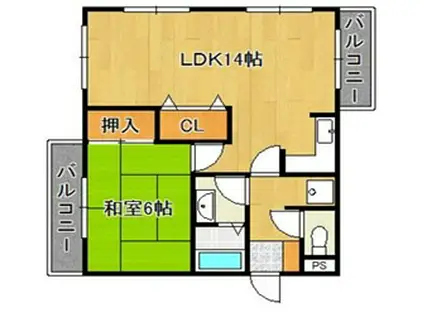 パンドール加古川(1LDK/6階)の間取り写真