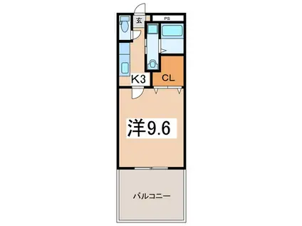 グルースフィールド(1K/2階)の間取り写真