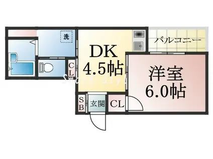 BAKER77(1DK/6階)の間取り写真
