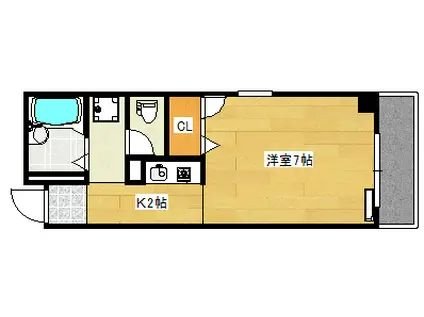 フォンテーヌ勝間(1K/2階)の間取り写真
