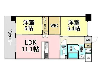 ウイングス西本町(2LDK/14階)の間取り写真