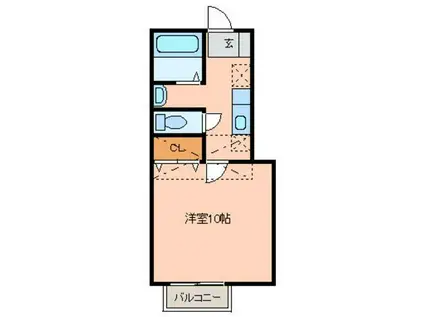 アスティオン荒井II(1K/2階)の間取り写真