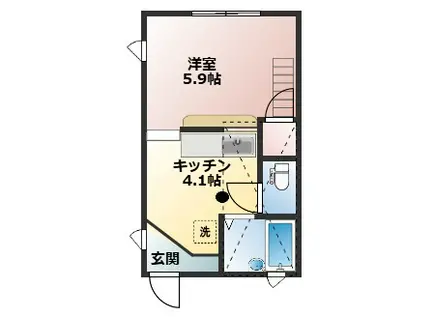 メイプル(ワンルーム/1階)の間取り写真