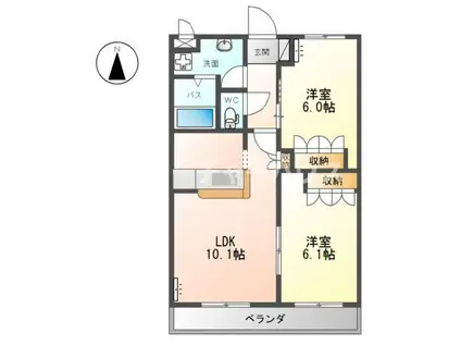 フォル・フリーデ(2LDK/2階)の間取り写真