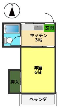 シャトーふみ(1K/2階)の間取り写真