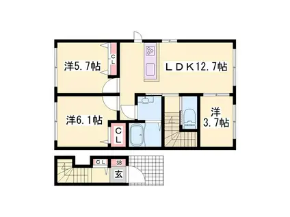アリスティオB(3LDK/2階)の間取り写真
