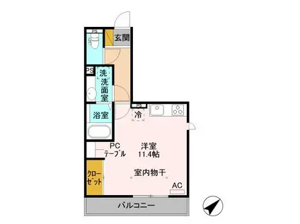 コージーコート大平(ワンルーム/3階)の間取り写真