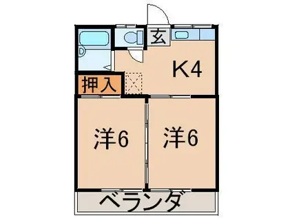 サンハイツ(2K/2階)の間取り写真