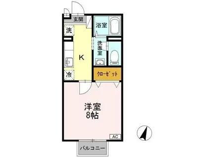 アレイ御用所 B棟(1K/2階)の間取り写真