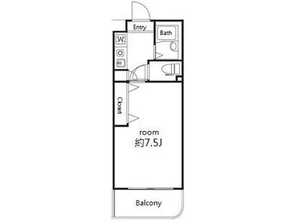 ウエストアベニュー(1K/1階)の間取り写真