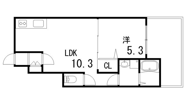 エクソニア住吉(1LDK/1階)の間取り写真