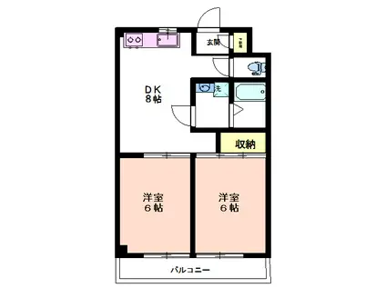 ブラッサム朝霞(2DK/3階)の間取り写真