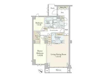 グランツオーベル南平台(2SLDK/1階)の間取り写真