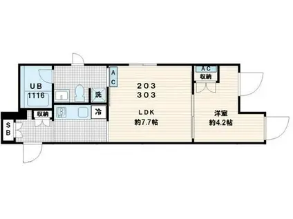 フレア代々木(1LDK/3階)の間取り写真