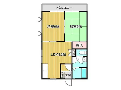 ヴェルサージ湘南(2DK/2階)の間取り写真