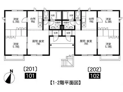 サンハイツKII(2LDK/2階)の間取り写真