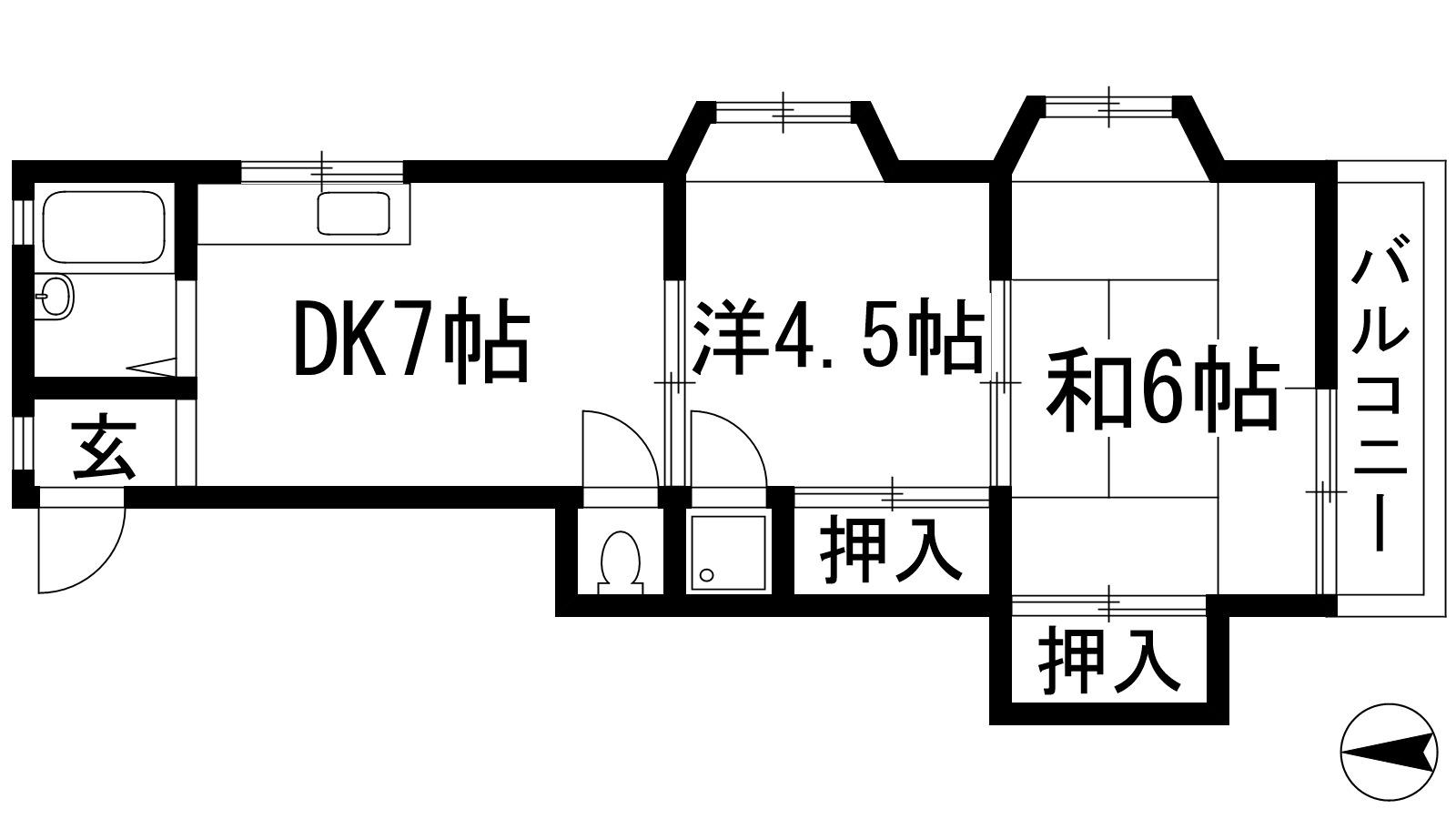 第二長楽荘(2DK/1階)の間取り写真