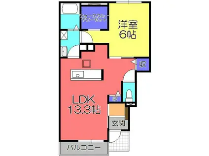 シーダーパルI(1LDK/1階)の間取り写真