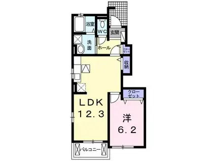 エクセルコート桑原III(1LDK/1階)の間取り写真