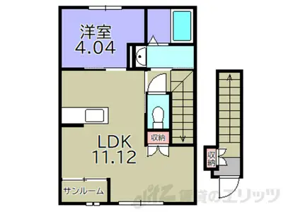 ブラン ルリエ(1LDK/2階)の間取り写真