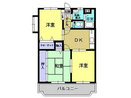 ユーミーK1(3LDK/1階)の間取り写真