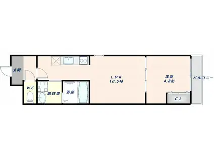 フジパレス森河内東II番館(1LDK/1階)の間取り写真