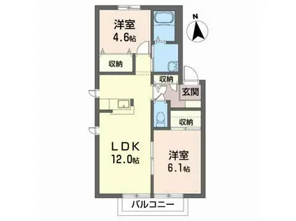 Uハウス(2LDK/2階)の間取り写真