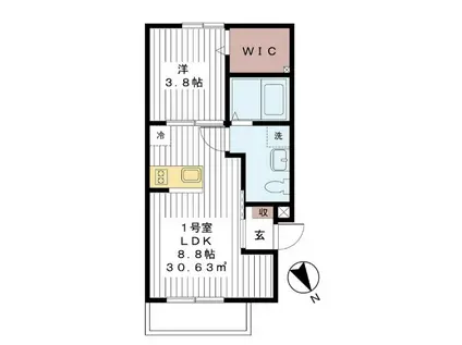 AJ船橋(1LDK/1階)の間取り写真