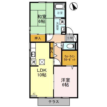 サンラーマパティオA棟(2LDK/1階)の間取り写真