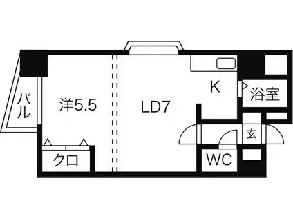 パークヒルズ中央411(1DK/10階)の間取り写真