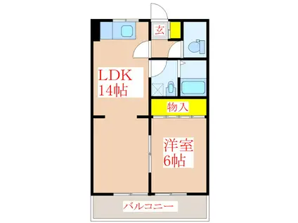 国分中央ビル(1LDK/3階)の間取り写真