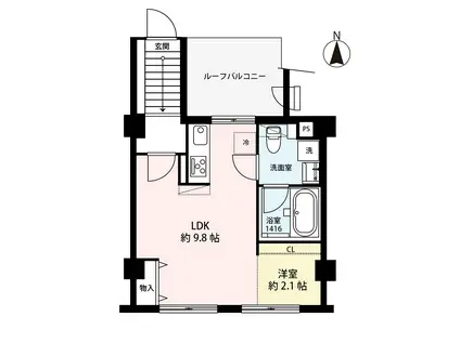 武蔵野市境南町2丁目レジデンス(ワンルーム/5階)の間取り写真