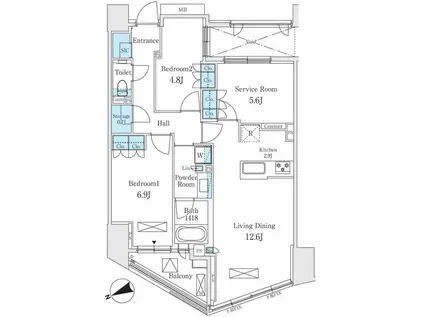 THE CONOE代官山 ザ・コノエ代官山(2SLDK/9階)の間取り写真