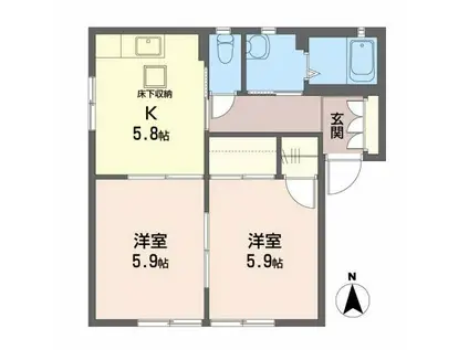 フォーレス愛子(2K/1階)の間取り写真