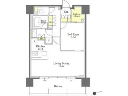 びゅうリエットグラン新宿戸山(1LDK/4階)の間取り写真