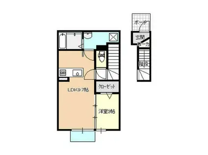 HOME 1号棟(1LDK/2階)の間取り写真