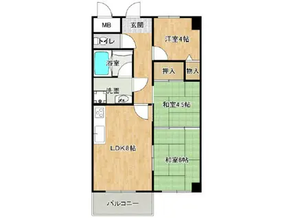 シティーコート西明石(3DK/3階)の間取り写真