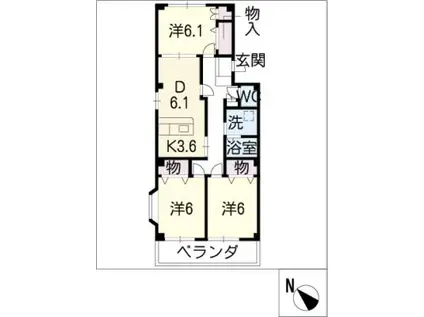 コンフォースみさとA(3DK/3階)の間取り写真