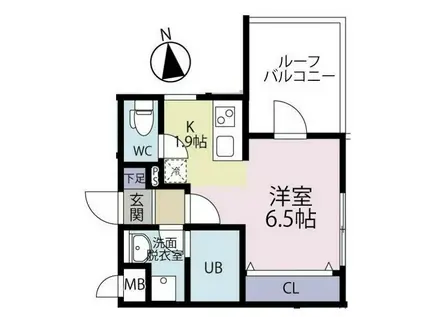 LIBERTY長町南(1K/2階)の間取り写真